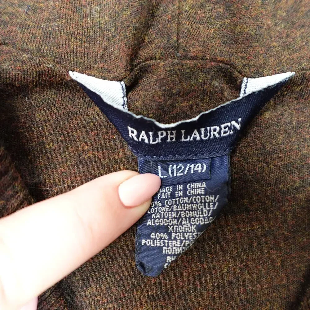 Ralph Lauren Sweater‎ Girls Large Open Front Hooded Hoodie Cardigan Brown
